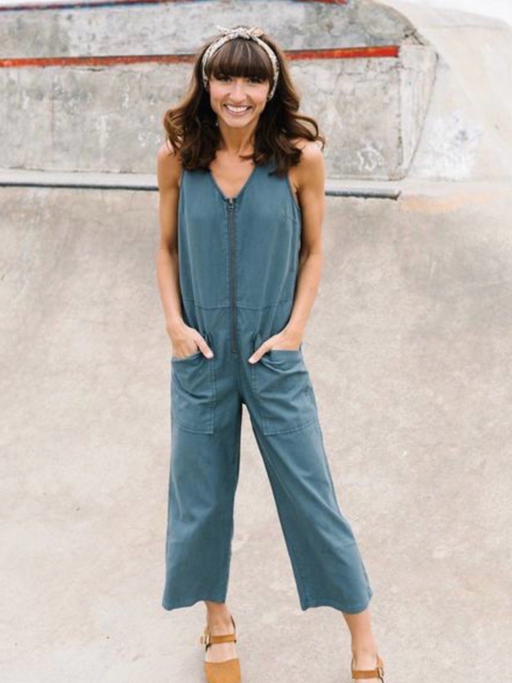 Unpublished Frankie cadet jumpsuit in Dusty Blue NWT